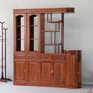 实木玄关 门厅柜 屏风装饰柜菠萝格花梨木双面古典隔断柜