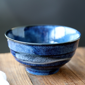 日本进口陶瓷餐具日本星空拉面碗汤碗深蓝色系大碗沙拉碗毛刷碗