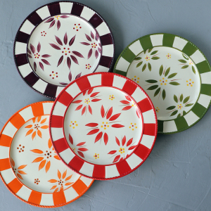 精美创意手绘花边陶瓷盘点心盘餐具意面盘子沙拉外贸精品可微波