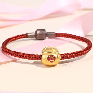 周生生999足金charme路路通文化祝福钱袋金银满屋招财进宝转运珠