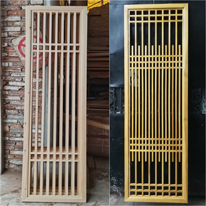 新中式实木隔断屏风客厅玄关镂空格栅花格原木现代简约日式移动门