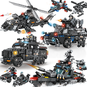 儿童积木军事轮船飞机装甲车海陆空模型男孩子益智力组装拼装玩具