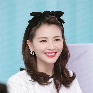 刘涛同款金丝绒蝴蝶结双层发箍韩国宽边明星压发头箍发卡复古秋冬