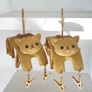 ins卡通晒衣架可爱猫咪裤架晾袜子多功能收纳阳台宿舍用圆形塑料