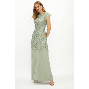 coast英国直邮代购2021冬季11月重工闪片天使袖礼服连衣长裙多色