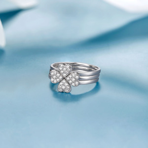 热爱可抵岁月漫长 四叶草多戴组合钻石戒指女尖晶石钻戒女18k真钻