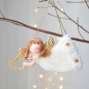 星星魔法棒SwanLace金色翅膀卷发毛绒北欧天使韩国圣诞树挂饰挂件