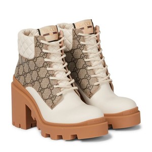 gucci/古驰女士皮革与聚亚安酯绑带靴 221215my1690