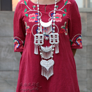 00女人饰家girl淘宝波西米亚复古钱币项链吊坠流苏藏族羌族苗族彝族