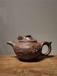 意中砂 老紫砂壶 八九十年代摹古壶 朱可心款云龙壶 620cc