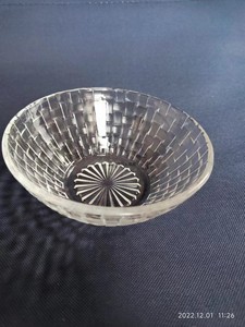 中式编织水果沙拉玻璃碗 家用盛饭菜碗 透明五寸冰激凌碗席纹圆碗