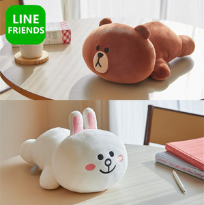 韩国正品 LINE FRIENDS 布朗熊可妮兔趴趴枕抱枕公仔玩偶柔软靠垫