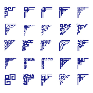青花瓷中式对角边框花边墙贴 教室木门窗户装饰玻璃门橱窗贴纸