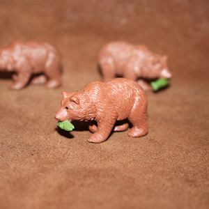 safari 仿真野生动物模型玩具场景摆件 迷你吃鱼棕熊