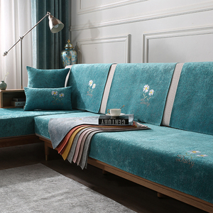 雪尼尔沙发垫四季通用防滑新中式北欧简约靠背巾扶手轻奢风沙发巾