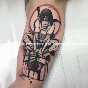 火影忍者暗部纹身贴写轮眼宇智波鼬防水防汗男女持久仿真花臂刺青