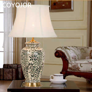 美式全铜陶瓷台灯卧室 欧式奢华复古大号客厅样板房新中式台灯