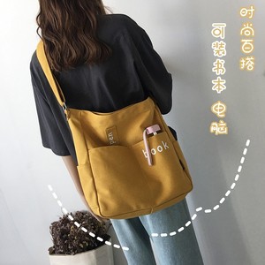 校园大学帆布高颜值斜挎书包女大学生单肩包森系可装电脑百搭潮女