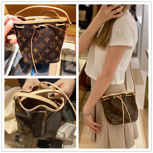 lv/女包nano noe小水桶包mini抽绳经典老花单肩斜挎包小包m41346