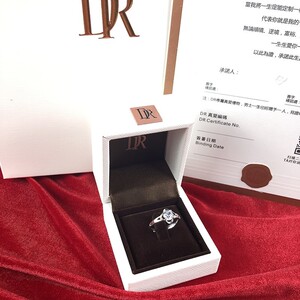 迪奥萃对戒盒子仪式用dr真钻戒镀银婚礼结婚花型戒指女开口可调