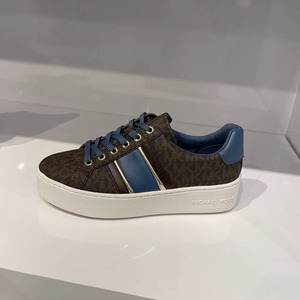 直播款 michael kors/mk 女士新品时尚百搭满印logo拼色休闲板鞋