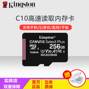 金士顿TF 256G手机内存卡C10高速100M/s监控记录仪卡存储卡256G