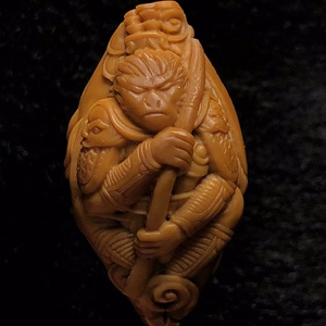 苏州橄榄核雕齐天大圣猴子单籽手把件手串钥匙手机挂件项链吊坠