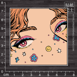 雀斑女孩漫画风欧美防水行李箱贴纸 笔记本平板电脑装饰遮痕 6034