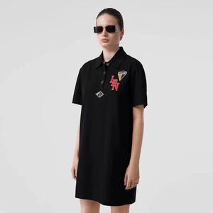 水水美国代购burberry/博柏利 女士中长款polo领连衣裙休闲百搭
