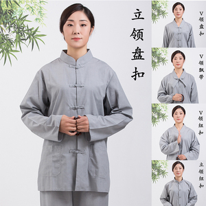 居士服男女套装中国风禅修服海青春夏秋冬棉中式立领盘扣复古僧服