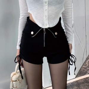 超高腰短裤女黑色