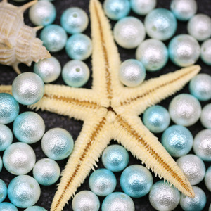 abs幻彩仿珍珠渐变棉花彩虹珍珠发饰散珠diy手工配件皱纹直孔单孔