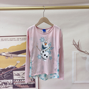 儿童女童长袖T恤 春秋款女童上装 前面纯棉拼接后面雪纺