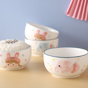 儿童女孩公主碗陶瓷创意饭碗单个家用可爱少女心米饭碗陶瓷早餐碗