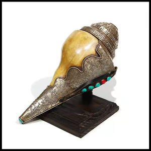 左旋海螺七供八供家居佛台法螺摆件尼泊尔925银海螺