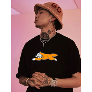 马思唯同款飞狗印花短袖t恤男夏季潮牌美式复古嘻哈宽松情侣体恤