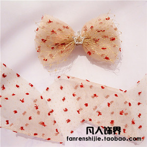 小红书烫金欧根纱带手工diy儿童发夹饰品花朵蝴蝶结头花材料配件