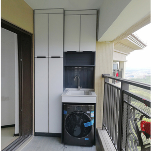 铝合金洗手台拖把池一体柜阳台定制组合储物收纳高柜包管石英石盆