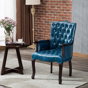 美式新款实木书桌椅做旧欧式单人沙发椅咖啡厅酒店餐椅扶手老虎椅