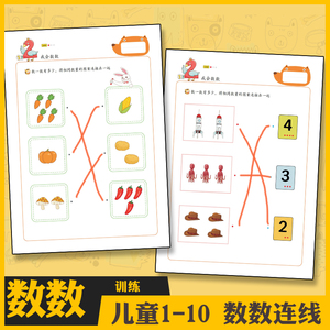 幼儿园宝宝数数配对连线数感启蒙练习儿童数字数量认知思维教具