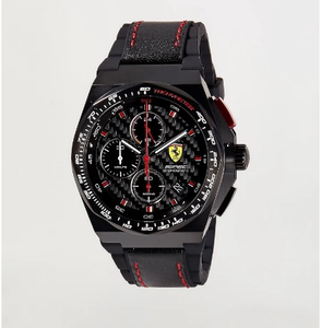 法拉利ferrari 男士机械手表黑色aspire 44mm碳纤维皮革硅胶f0221