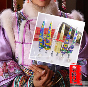 现货古装后宫甄嬛传护甲慈禧清宫新娘cos千手观音景泰蓝指甲饰品