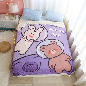 羊羔绒毛毯卡通毯子冬保暖儿童毯学生车用办公室盖毯美少女小熊格