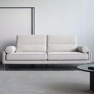 意式极简羽绒棉麻三人沙发设计师款客厅l形多功能灰色组合转角位