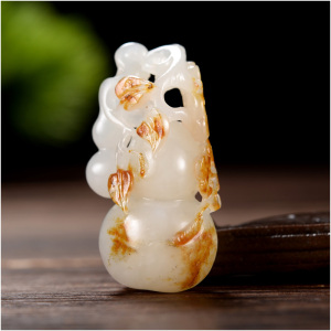 玉石缘【葫芦8.4g】新疆和田玉籽料天然黄皮羊脂吊坠男女款挂件