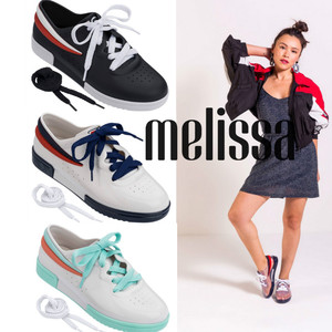 梅丽莎2019新款巴西Melissa ＋ Fila合作款情侣系带拼色运动板鞋