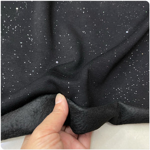 黑色闪光棉一体绒布料弹力加绒保暖打底衫连衣裙裤子旗袍服装面料