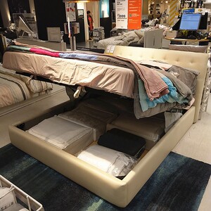 十月特惠西安宜家代购库佳顿高箱气压床1.5米1.8米双人皮质储物床