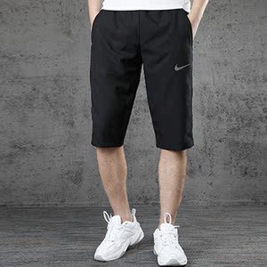 nike耐克七分裤男士速干短裤透气黑色梭织休闲运动裤夏新款cj7673