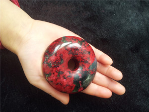 神农架梅花鸡血石 鸡血玉梅花玉 平安扣 把件